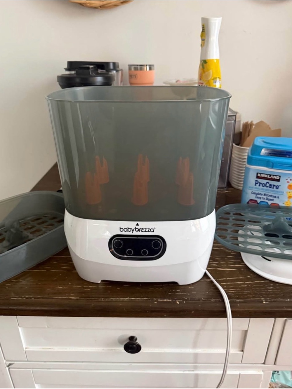 EUC Baby Brezza Electric Bottle Sterilizer in Grey & White